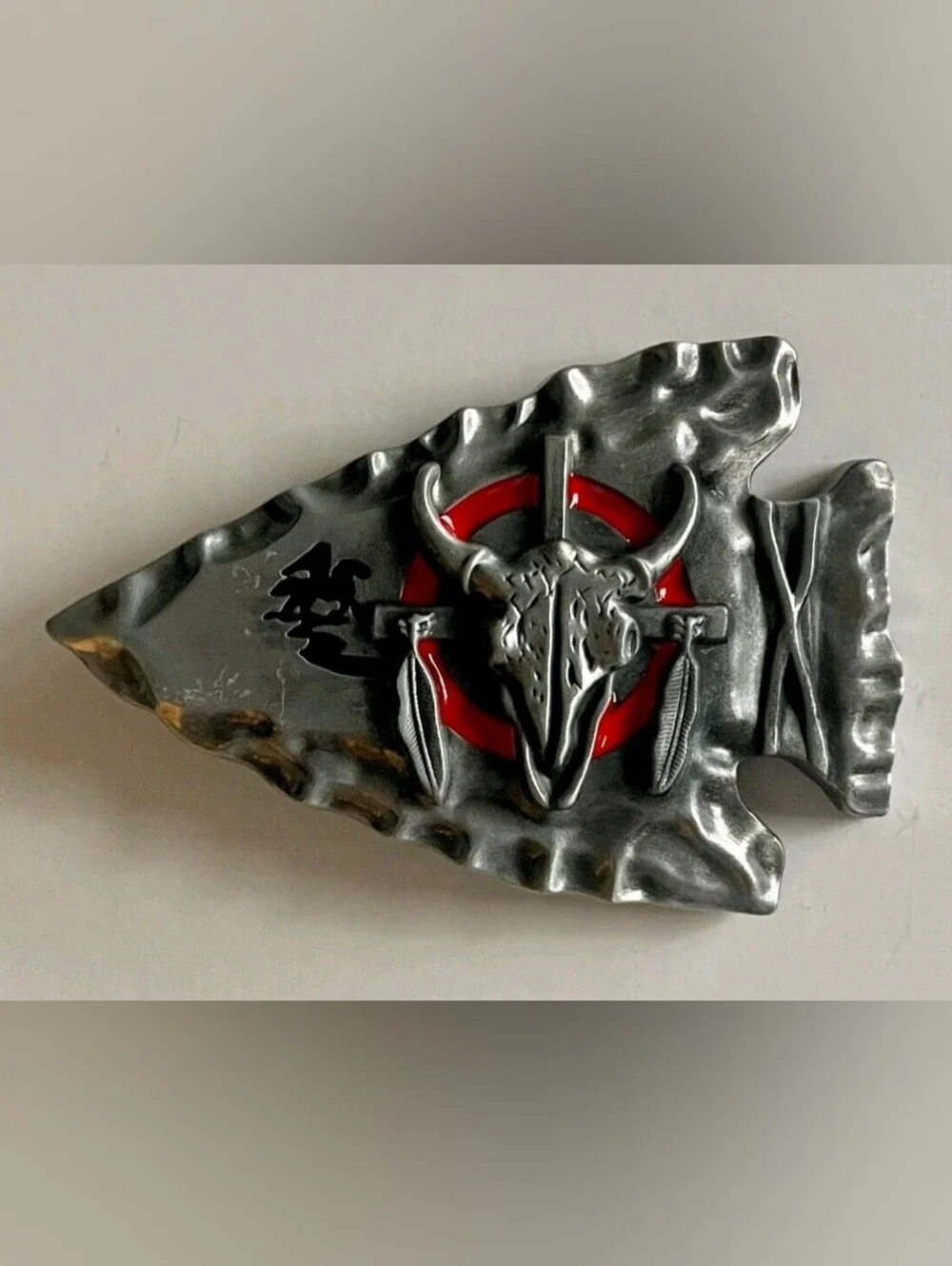 Native arrowhead bull steer belt buckle Choose From 3 Designs